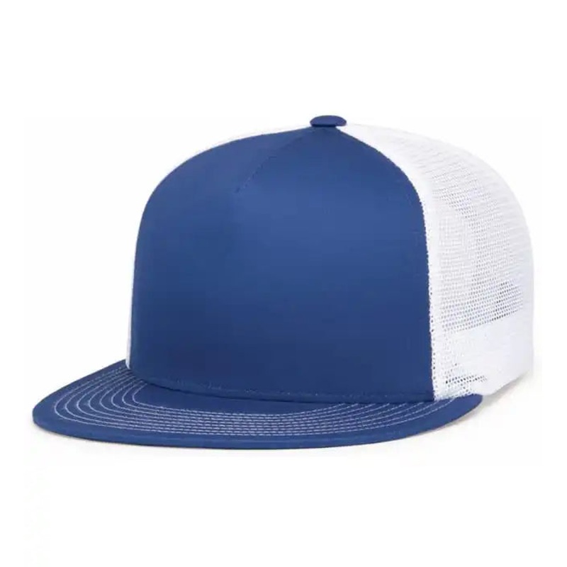 Pacific Headwear 4D7 D-Series 5-Panel Trucker Snapback Cap – Royal White Royal