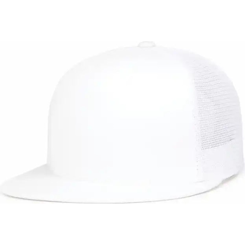 Pacific Headwear 4D7 D-Series 5-Panel Trucker Snapback Cap – White