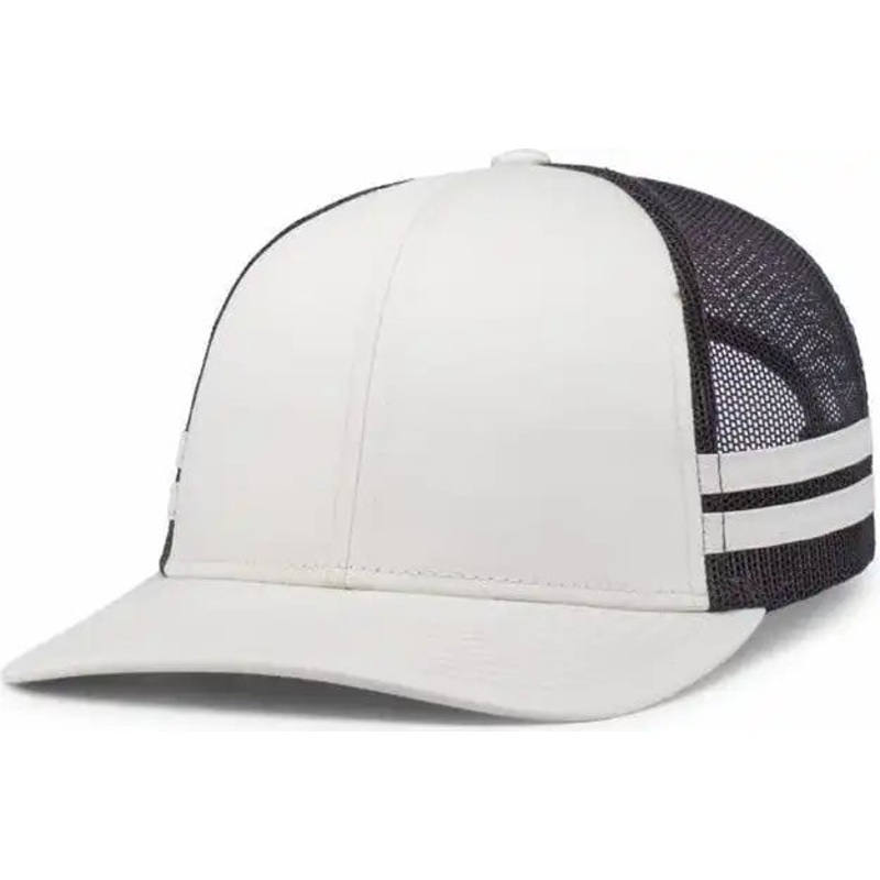 Pacific Headwear P115 Low-Profile Stripe Trucker Cap – Birch Light Charcoal Birch
