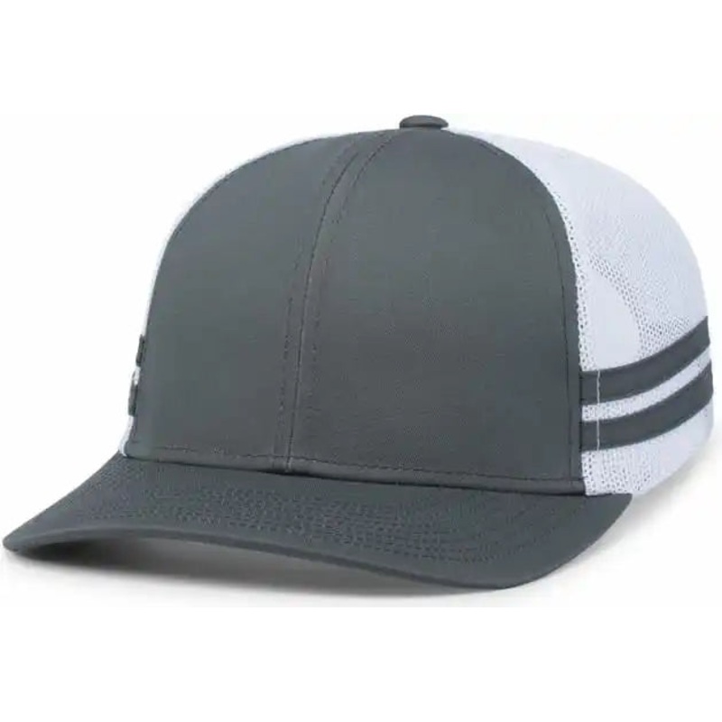Pacific Headwear P115 Low-Profile Stripe Trucker Cap – Graphite White Graphite
