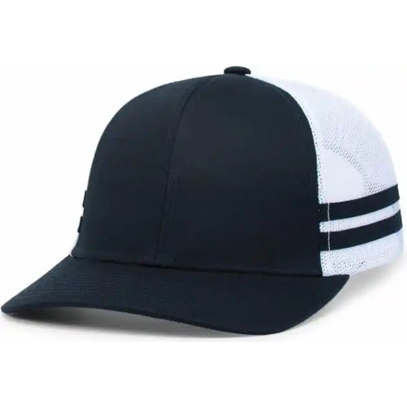 Pacific Headwear P115 Low-Profile Stripe Trucker Cap – Navy White Navy