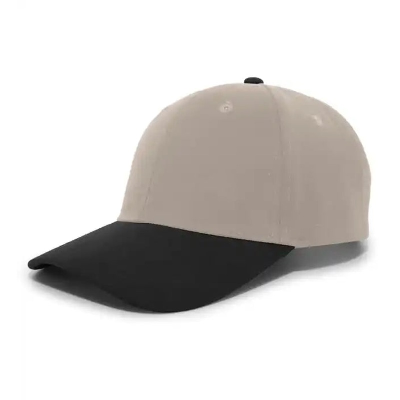 Pacific Headwear 101C Brushed Cotton Twill Hook-And-Loop Adjustable Cap – Khaki Black