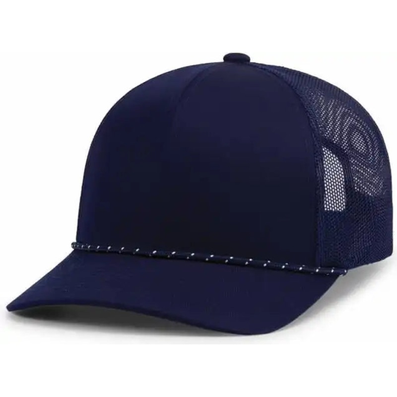 Pacific Headwear 104BR Trucker Snapback Braid Cap – True Navy