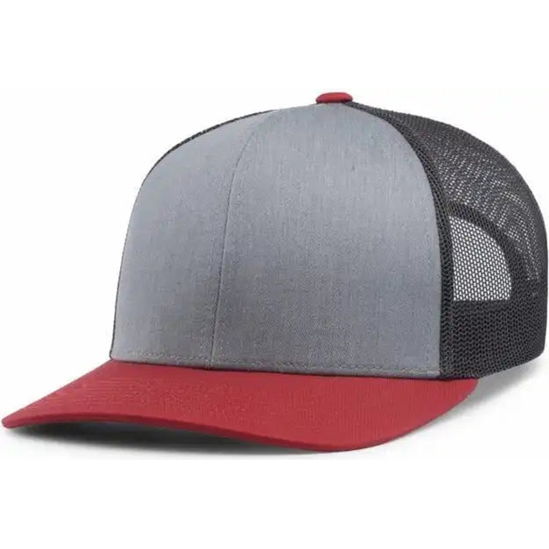 Pacific Headwear 104C Trucker Snapback Cap – Heather Grey Lt Charcoal Varsity