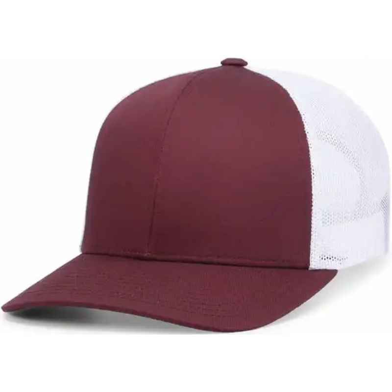 Pacific Headwear 104C Trucker Snapback Cap – Maroon White Maroon