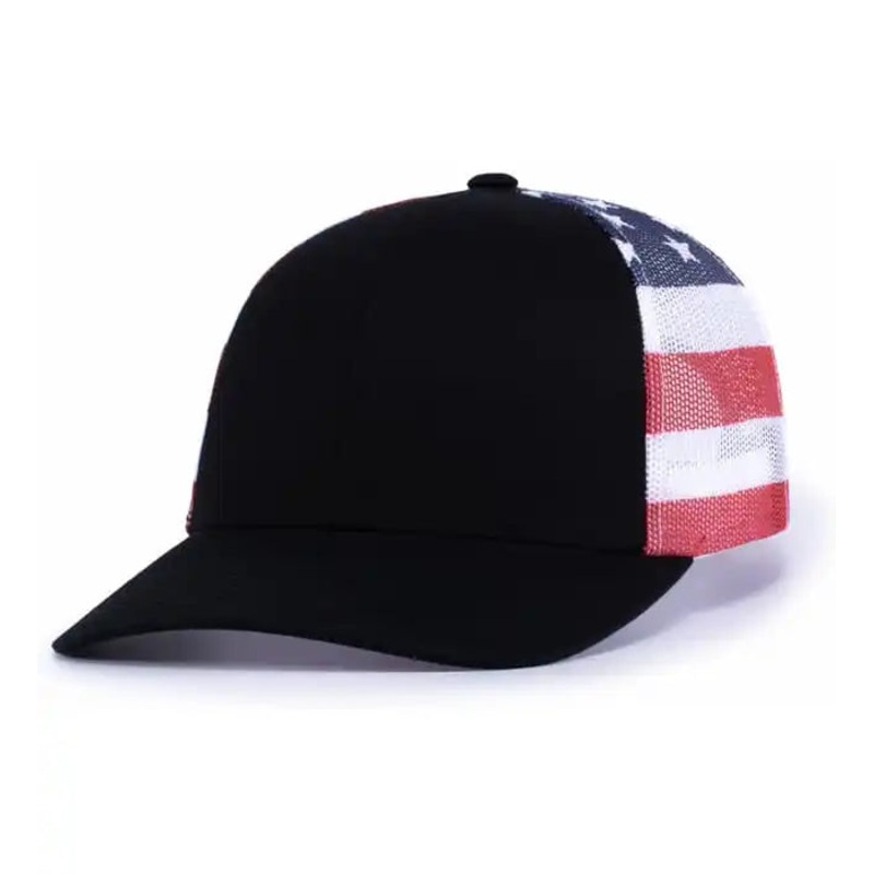 Pacific Headwear 104P Printed Trucker Cap – Black USa Black