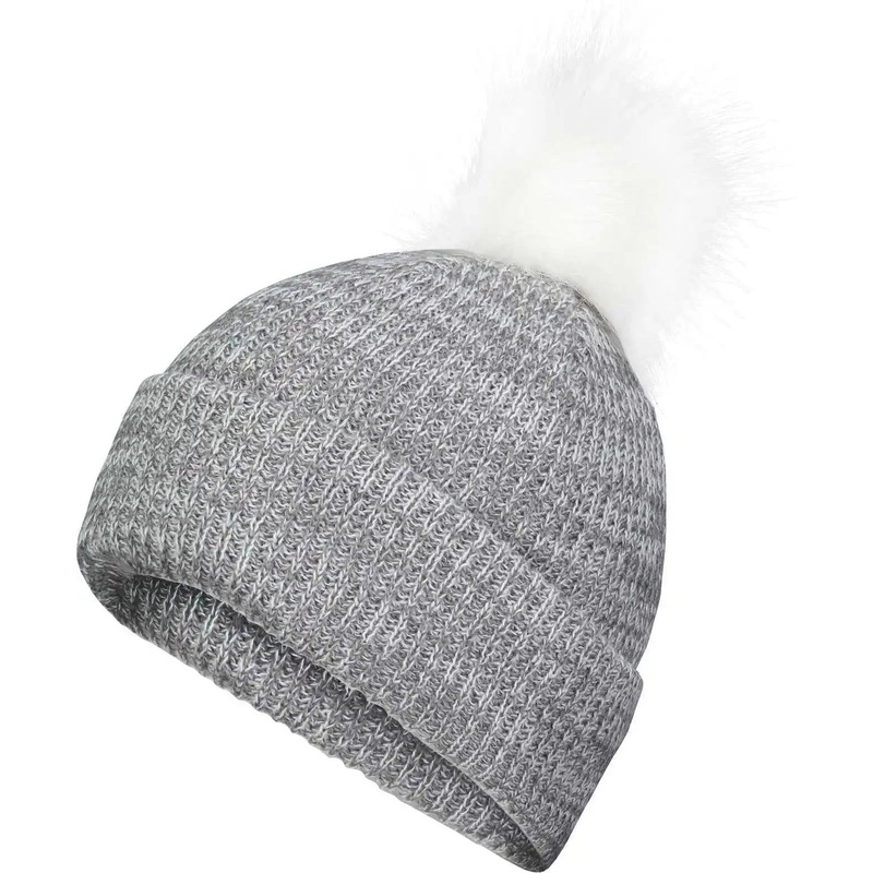 Pacific Headwear P604K Faux Fur Pom Beanie – Graphite White