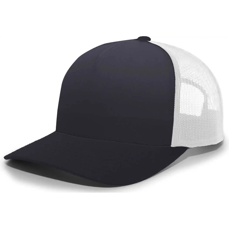 Pacific Headwear 105C 5-Panel Trucker Snapback Cap – Navy White