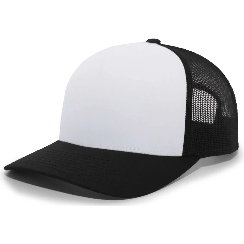 Pacific Headwear 105C 5-Panel Trucker Snapback Cap – White Black Black