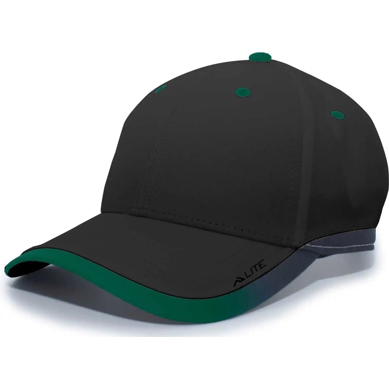 Pacific Headwear 416L Lite Series Hook-And-Loop Adjustable Cap – Black Dark Green