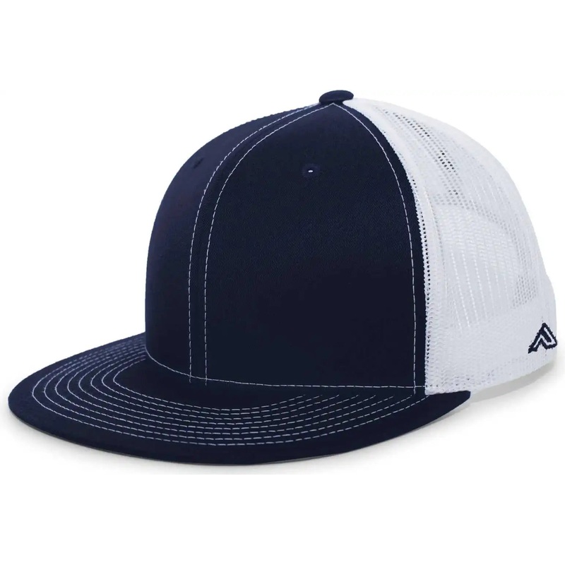 Pacific Headwear 4D3 D-Series Trucker Snapback Cap – Navy White Navy