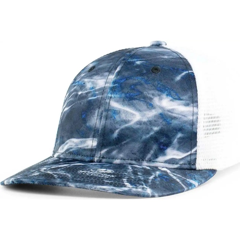 Pacific Headwear P691 Mossy Oak Low Profile Trucker Pacflex Cap – Elements Agua Blackfin White Elements Agua Blackfin