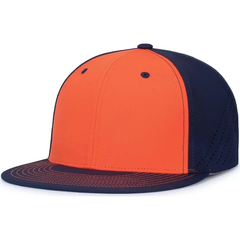 Pacific Headwear ES471 Premium Lightweight Perforated Pacflex Coolcore Cap – Orange Navy Navy
