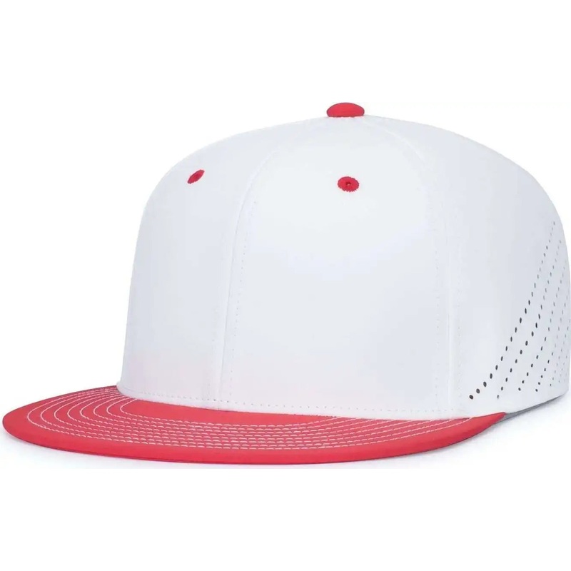Pacific Headwear ES471 Premium Lightweight Perforated Pacflex Coolcore Cap – White Red