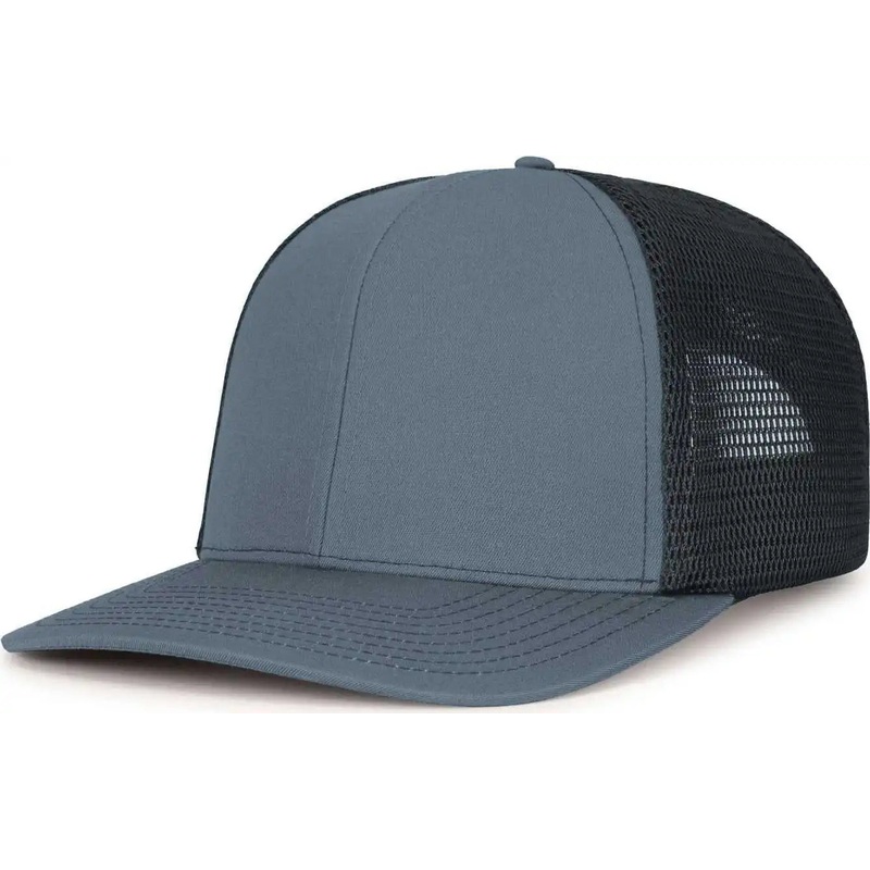 Pacific Headwear P151S Contrast Stitch Trucker Pacflex Snapback Cap – Graphite Black Graphite