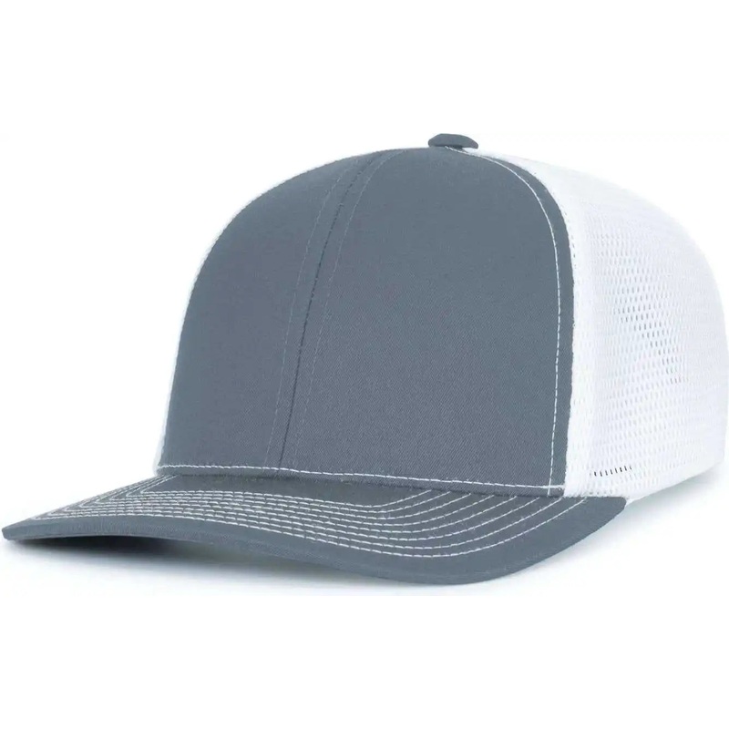 Pacific Headwear P151S Contrast Stitch Trucker Pacflex Snapback Cap – Graphite White Graphite