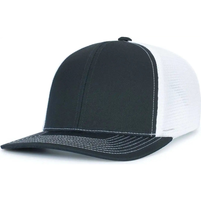 Pacific Headwear P151S Contrast Stitch Trucker Pacflex Snapback Cap – Navy White Navy