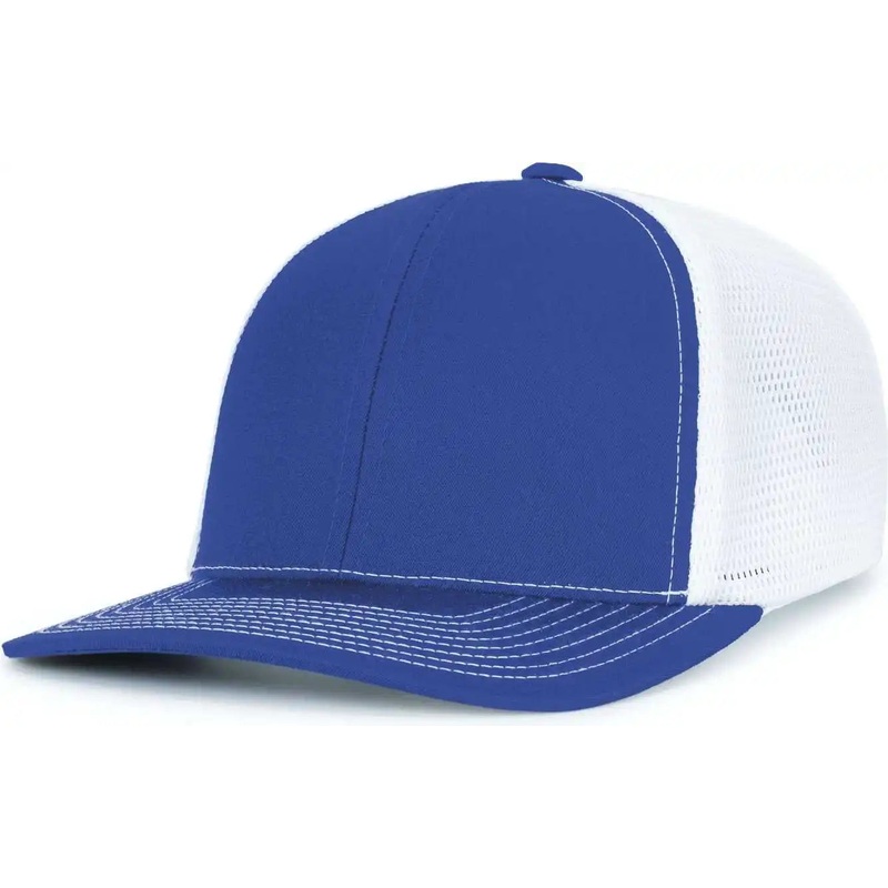 Pacific Headwear P151S Contrast Stitch Trucker Pacflex Snapback Cap – Royal White Royal