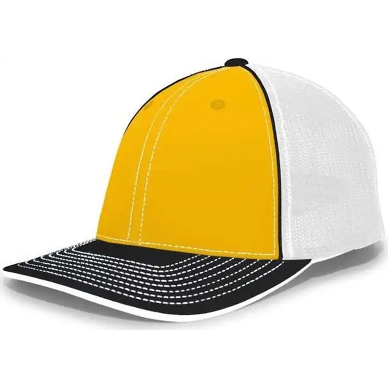 Pacific Headwear 404F Trucker Flexfit Cap – Gold White Black
