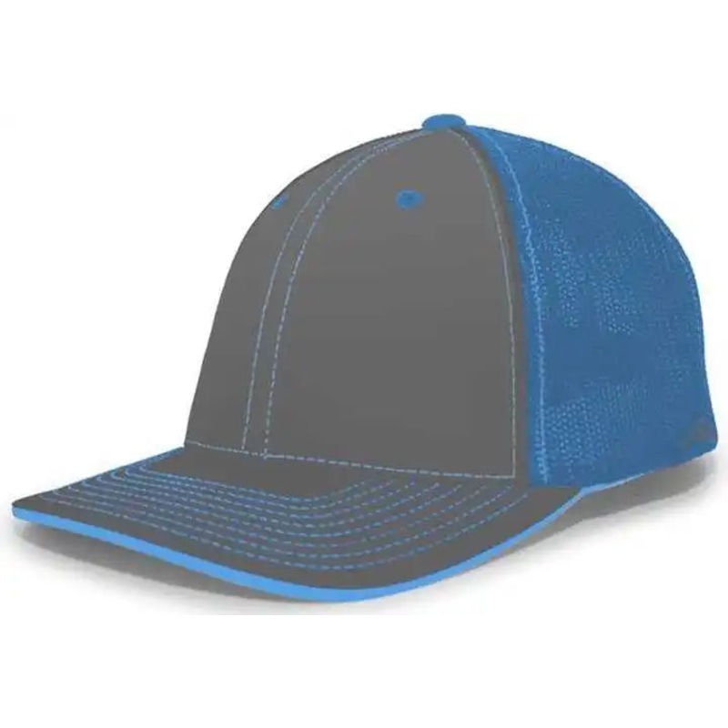Pacific Headwear 404F Trucker Flexfit Cap – Graphite Neon Blue Graphite