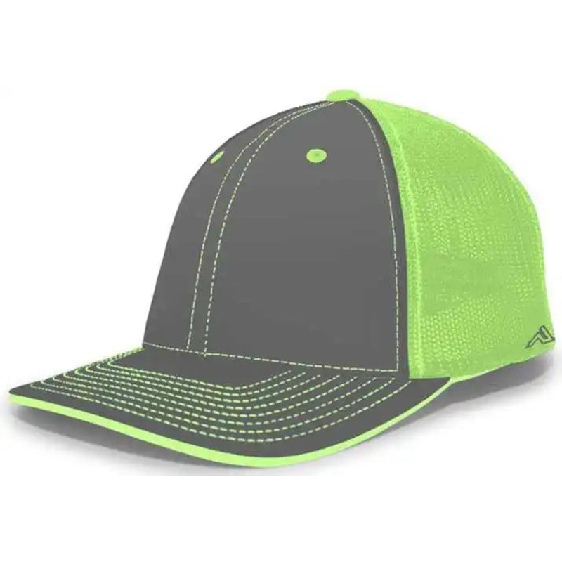 Pacific Headwear 404F Trucker Flexfit Cap – Graphite Neon Green Graphite