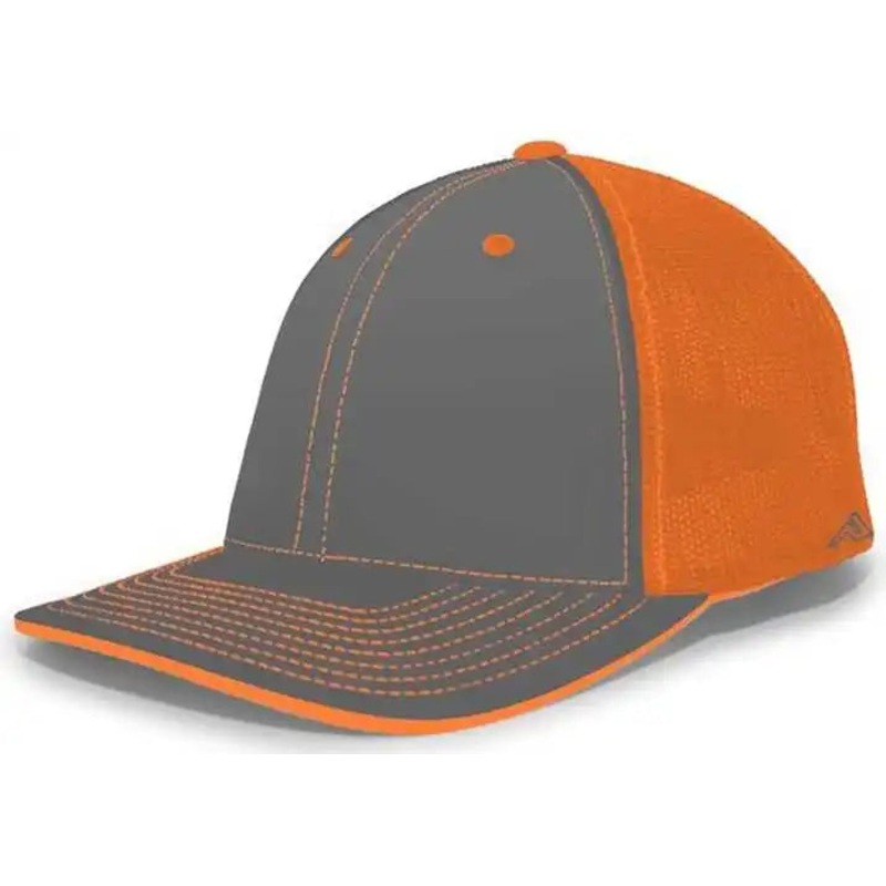 Pacific Headwear 404F Trucker Flexfit Cap – Graphite Neon Orange Graphite