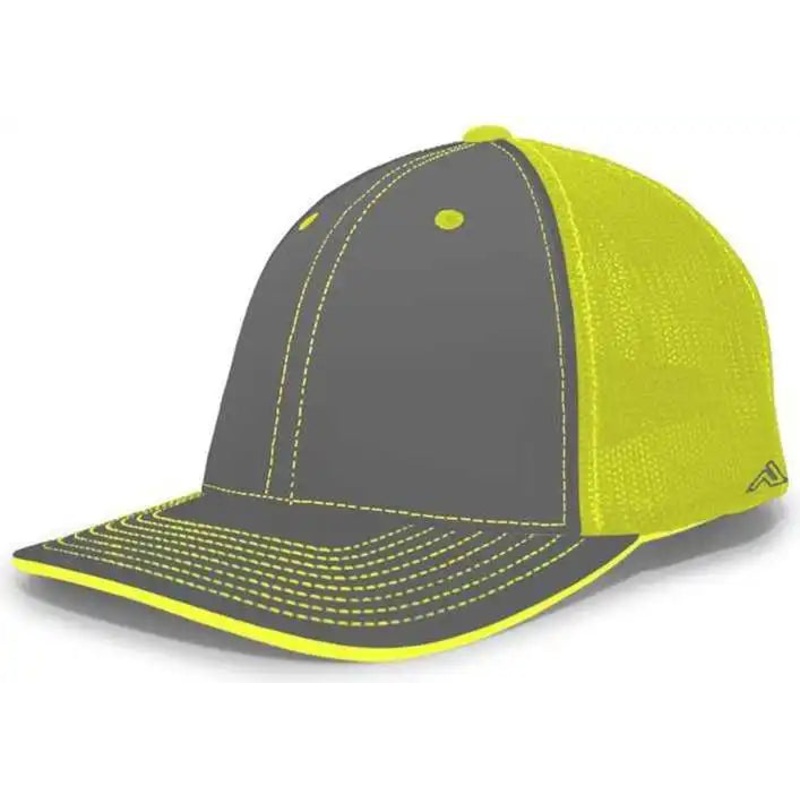 Pacific Headwear 404F Trucker Flexfit Cap – Graphite Neon Yellow Graphite