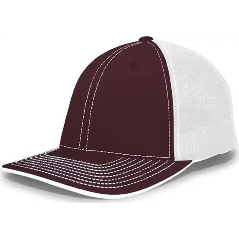 Pacific Headwear 404F Trucker Flexfit Cap – Maroon White
