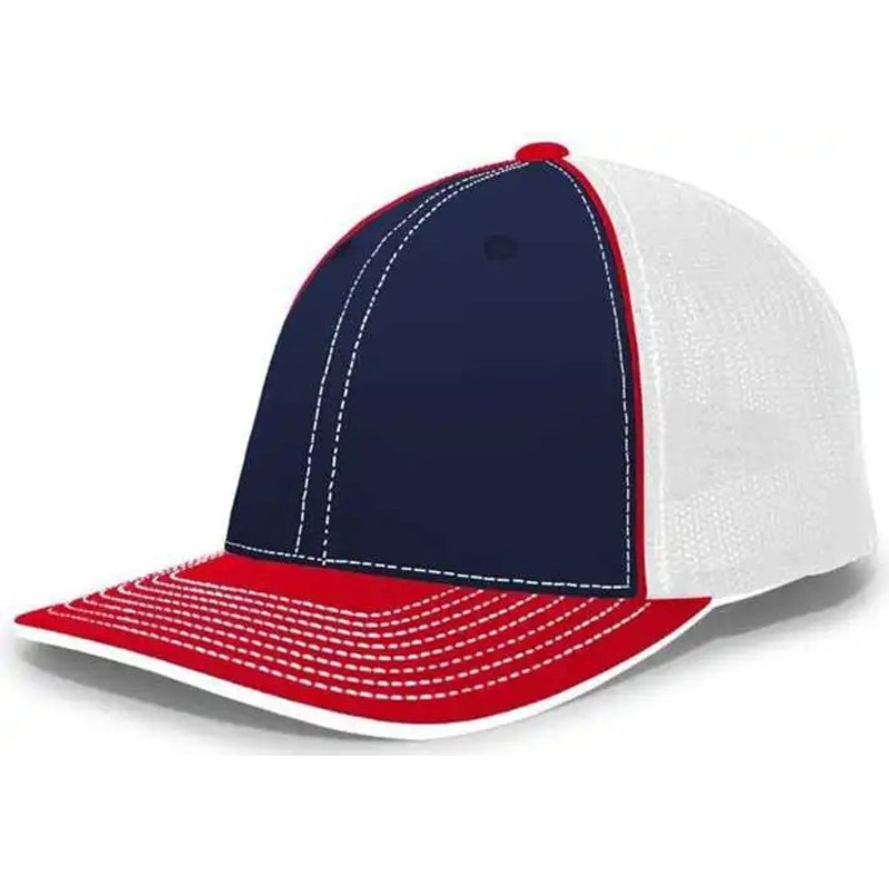 Pacific Headwear 404F Trucker Flexfit Cap – Navy White Red