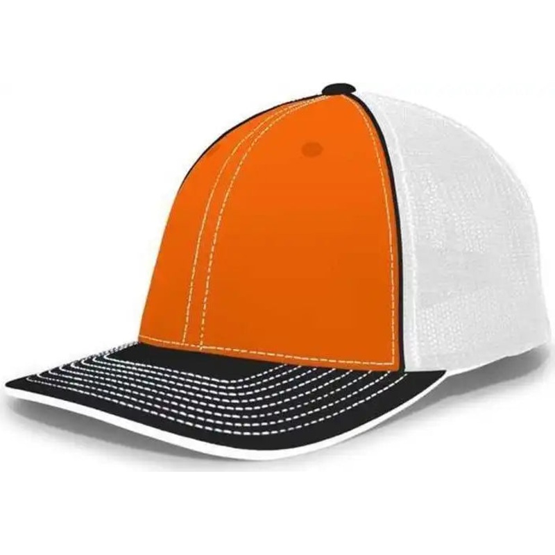 Pacific Headwear 404F Trucker Flexfit Cap – Orange White Black