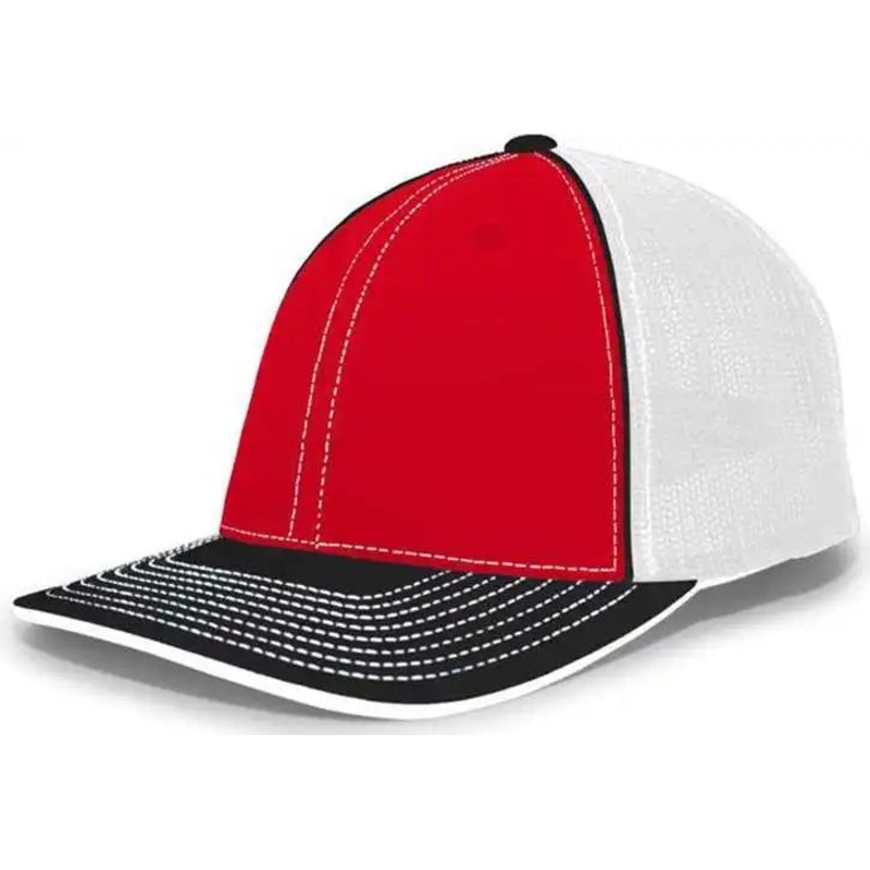 Pacific Headwear 404F Trucker Flexfit Cap – Red White Black