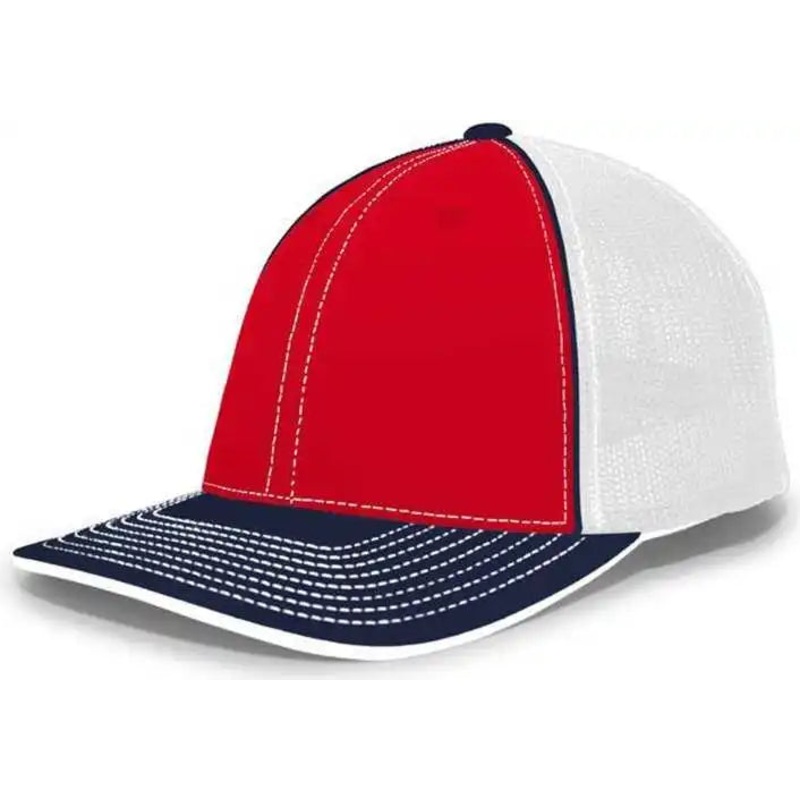 Pacific Headwear 404F Trucker Flexfit Cap – Red White Navy