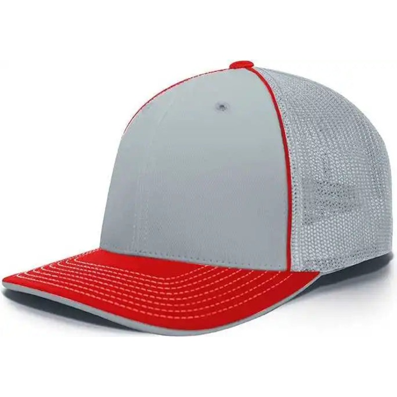 Pacific Headwear 404F Trucker Flexfit Cap – Silver Red