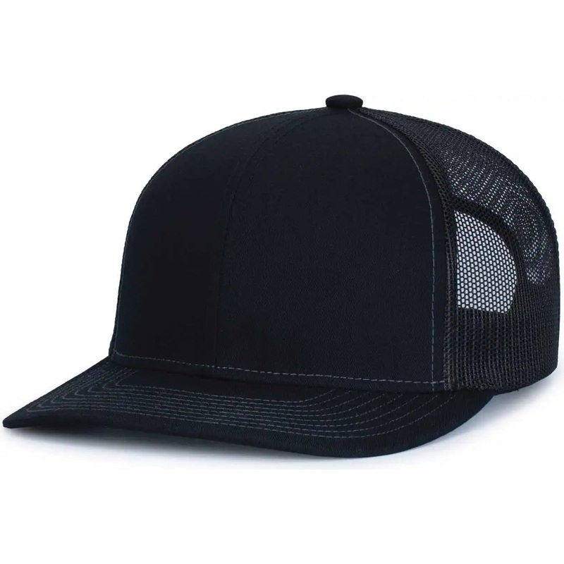 Pacific Headwear 104S Contrast Stitch Trucker Snapback – Black Graphite
