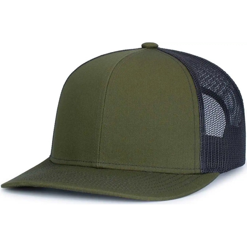 Pacific Headwear 104S Contrast Stitch Trucker Snapback – Moss Lt Charcoal Moss