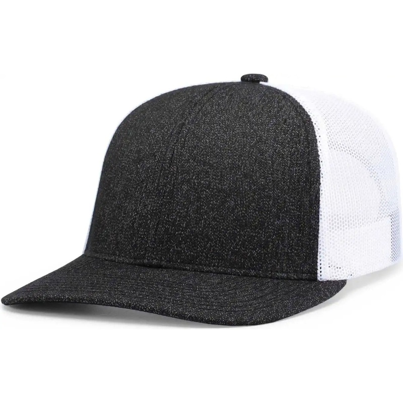 Pacific Headwear 210C Malange Heather Low Profile Trucker – Black Heather White Black Heather