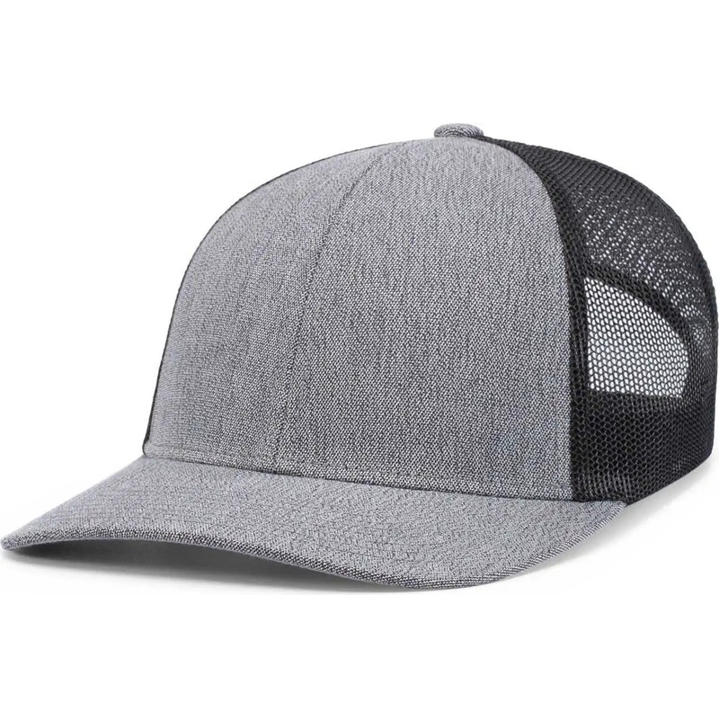 Pacific Headwear 210C Malange Heather Low Profile Trucker – Grey Heather Black Grey Heather