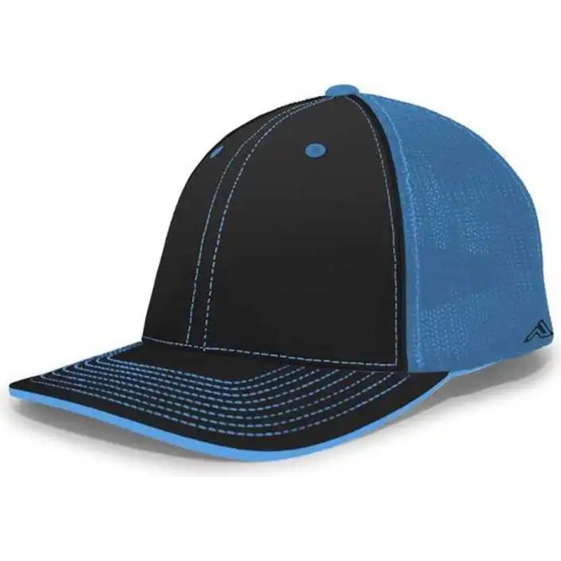 Pacific Headwear 404F Trucker Flexfit Cap – Black Neon Blue Black