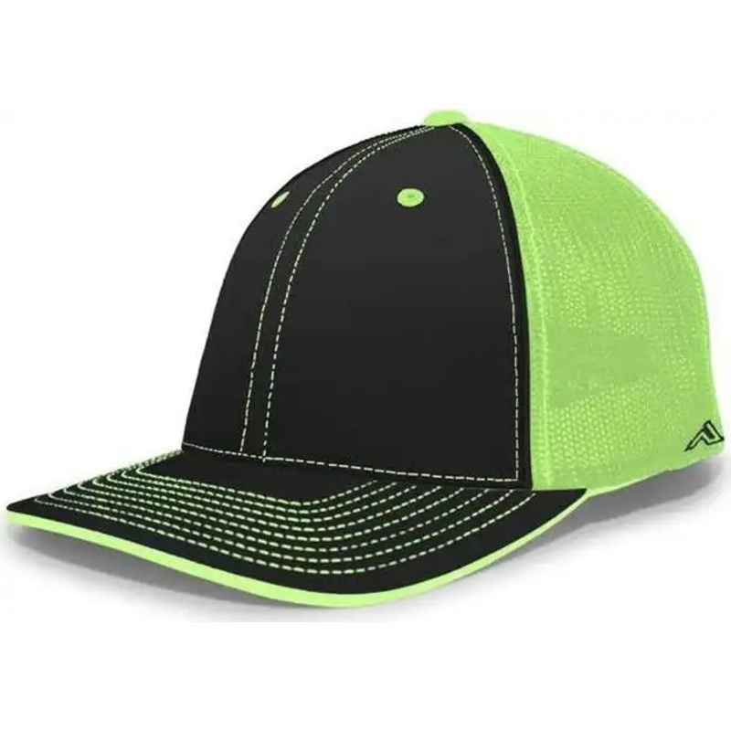 Pacific Headwear 404F Trucker Flexfit Cap – Black Neon Green Black