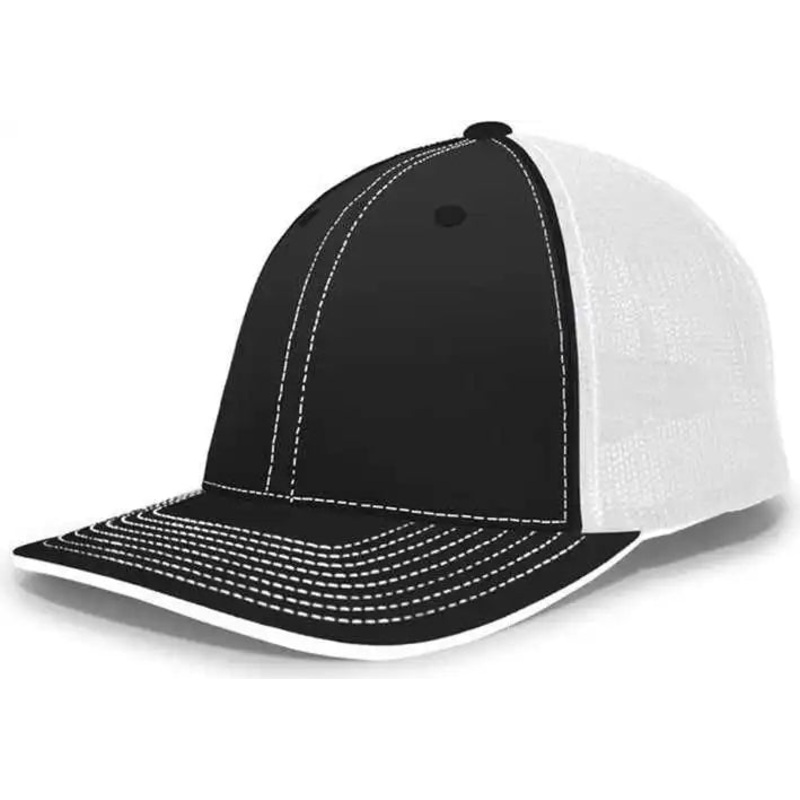 Pacific Headwear 404F Trucker Flexfit Cap – Black White Black