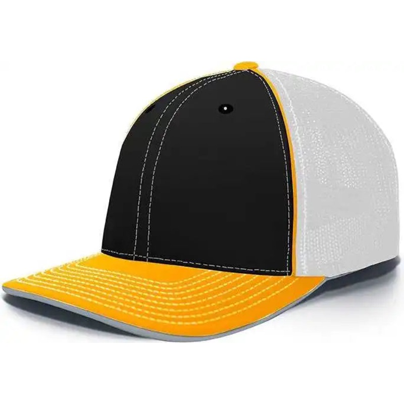 Pacific Headwear 404F Trucker Flexfit Cap – Black White Gold