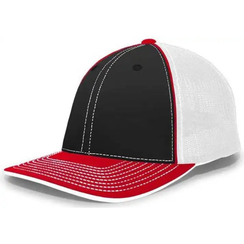Pacific Headwear 404F Trucker Flexfit Cap – Black White Red