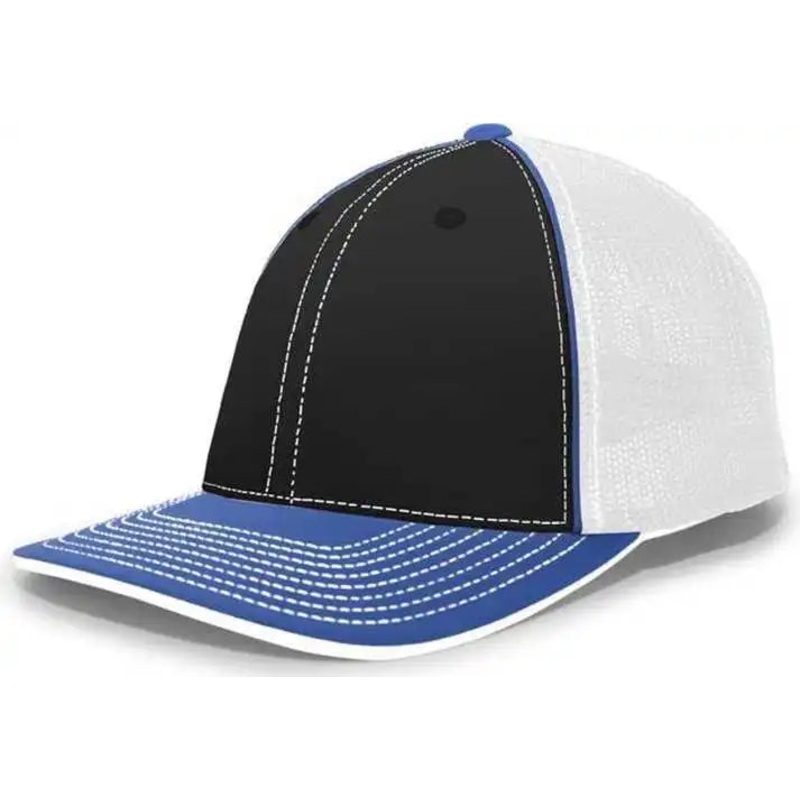 Pacific Headwear 404F Trucker Flexfit Cap – Black White Royal