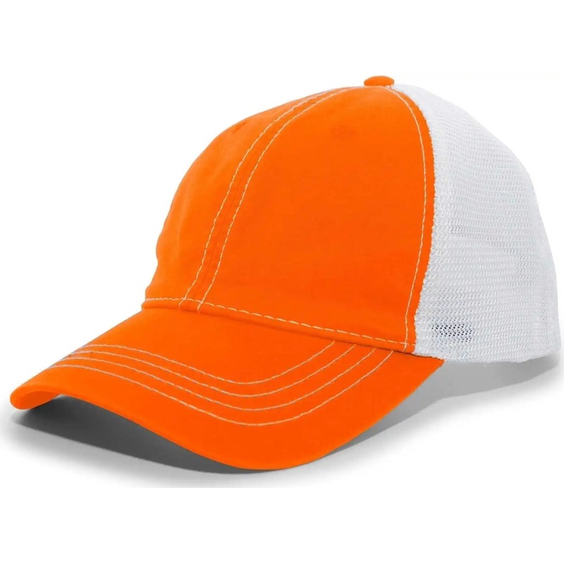 Pacific Headwear V67 Vintage Trucker Snapback Cap – Orange White Orange