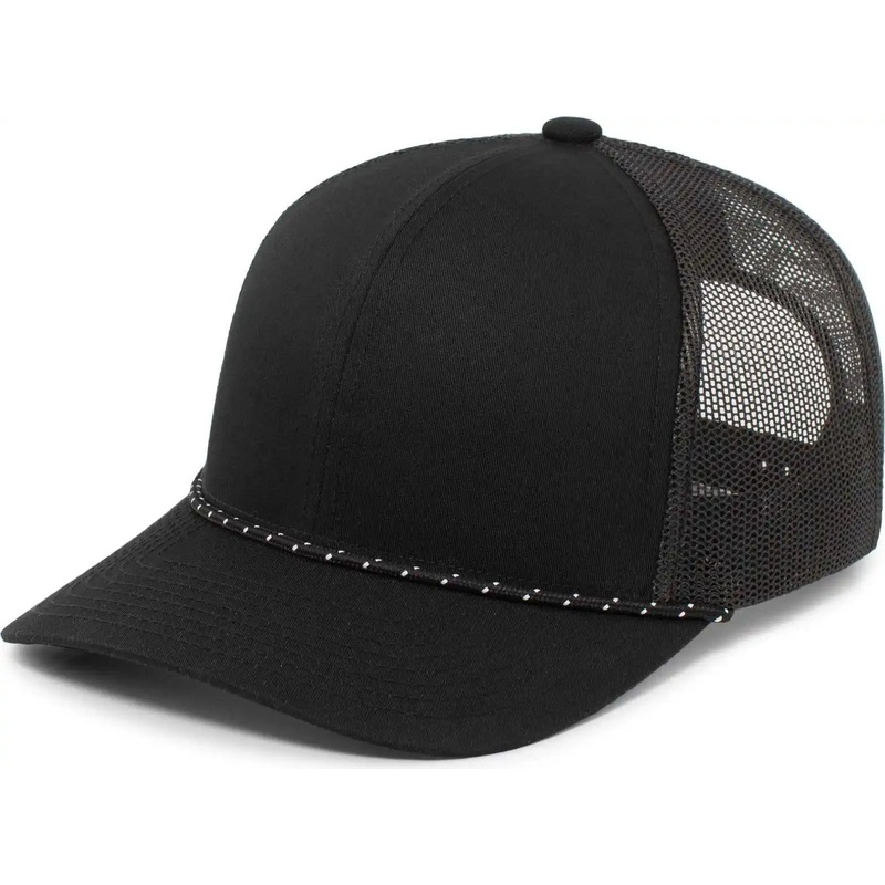 Pacific Headwear 104BR Trucker Snapback Braid Cap – Black