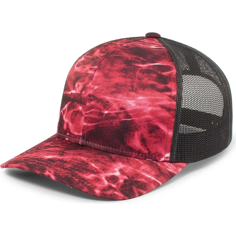 Pacific Headwear 107C Mossy Oak Trucker Snapback – Elements Agua Crimson Lt Charcoal