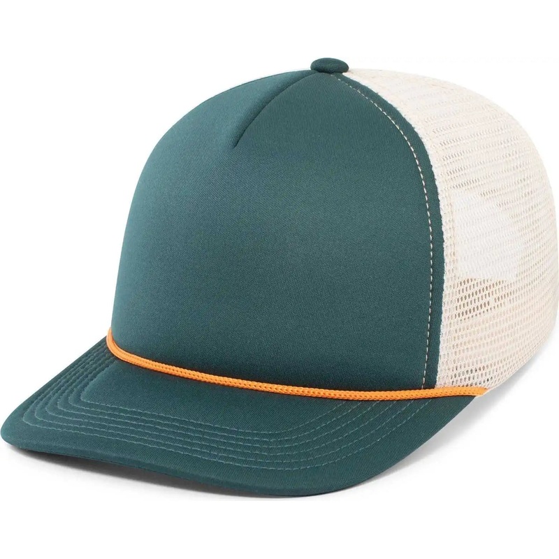 Pacific Headwear P782 Foamie Fresh Trucker Cap – Dark Teal Khaki Dark Teal Orange