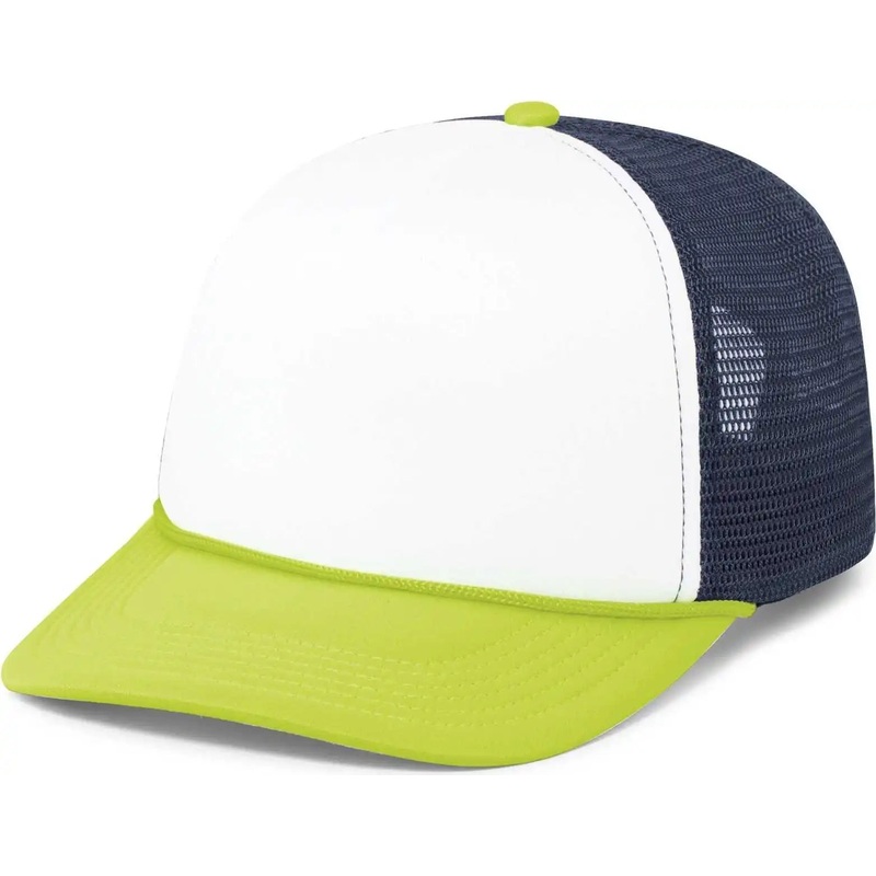 Pacific Headwear P782 Foamie Fresh Trucker Cap – White Navy Chartruese
