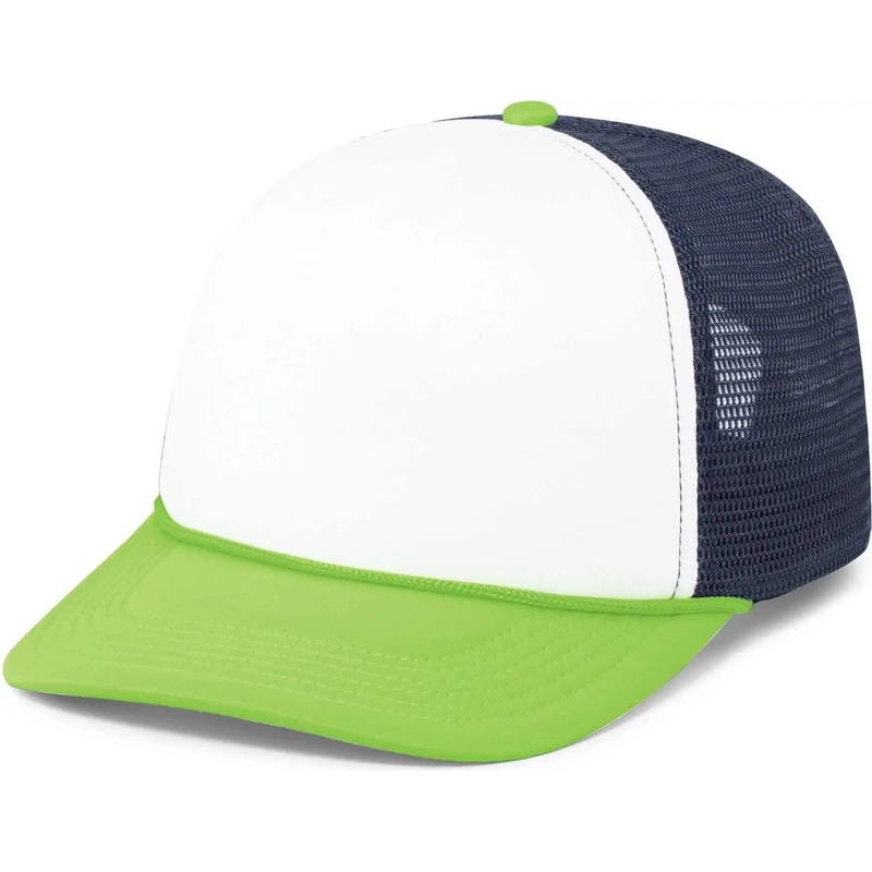 Pacific Headwear P782 Foamie Fresh Trucker Cap – White Navy Neon Green