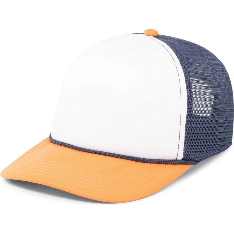 Pacific Headwear P782 Foamie Fresh Trucker Cap – White Navy Orange